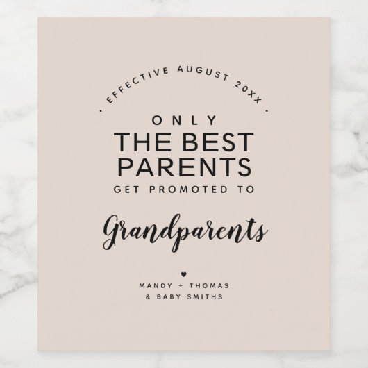 Grootouders | Zwangerschap Aankondiging op maat Wijn Etiket (Enkel label)