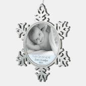 Grootpa 1st Kerstmis Persoonlijke foto Grandson Tin Sneeuwvlok Ornament (Rechts)