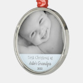 Grootpa 1st kerstmis - Persoonlijke naam Jaar Foto Metalen Ornament (Links)