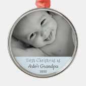 Grootpa 1st kerstmis - Persoonlijke naam Jaar Foto Metalen Ornament (Voorkant)
