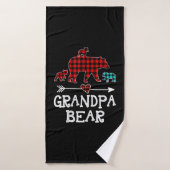 Grootpa Beer Kerstmis Pajama Red Pset Buffalo Badhanddoek (Badhanddoek)