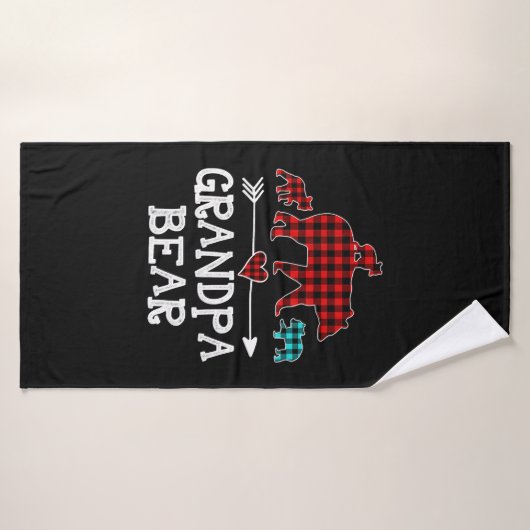 Grootpa Beer Kerstmis Pajama Red Pset Buffalo Badhanddoek (Badhanddoek)