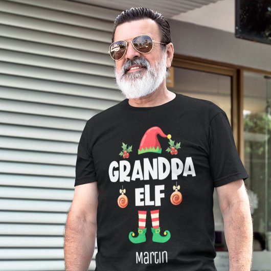 Grootpa elf familie bijpassend kerstcadeaunummer t-shirt