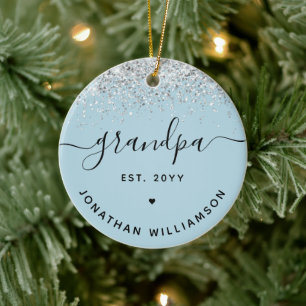 Grootpa Est Glitter Confetti Custom Grandpa Gifts Keramisch Ornament