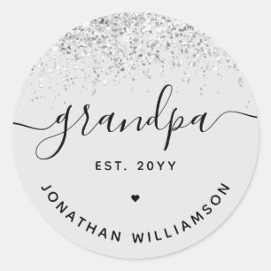 Grootpa Est Glitter Confetti Custom Grandpa Gifts Ronde Sticker