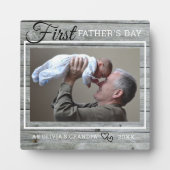 Grootpa First Vaderdag Foto Rustic Gray Wood Fotoplaat (Voorkant)