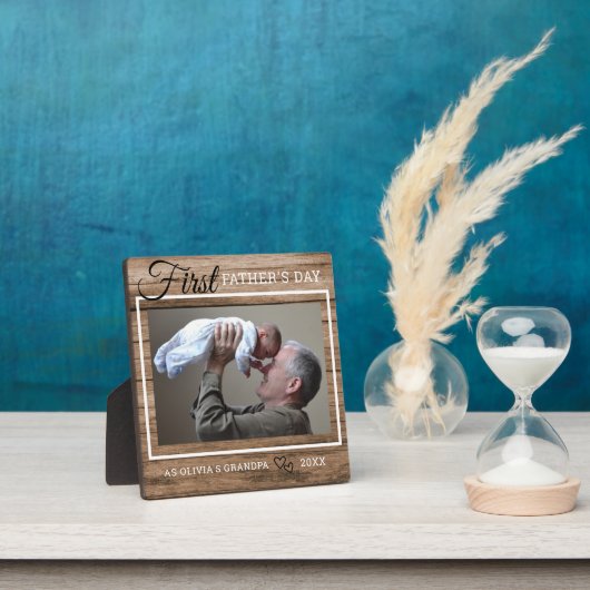 Grootpa First Vaderdag Foto Rustic Wood Fotoplaat (Insitu)