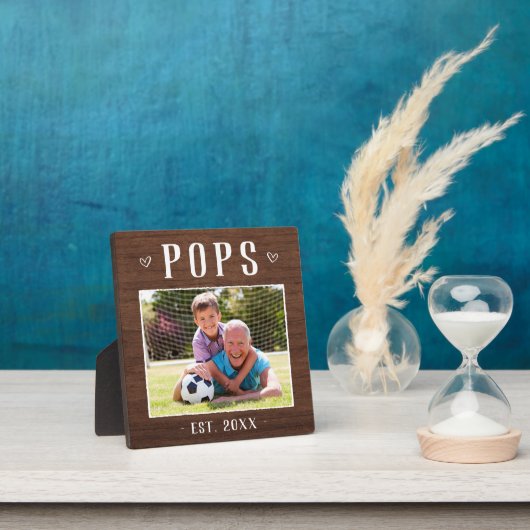 Grootpa Foto Rustic Personalized Poppen Fotoplaat (Insitu)