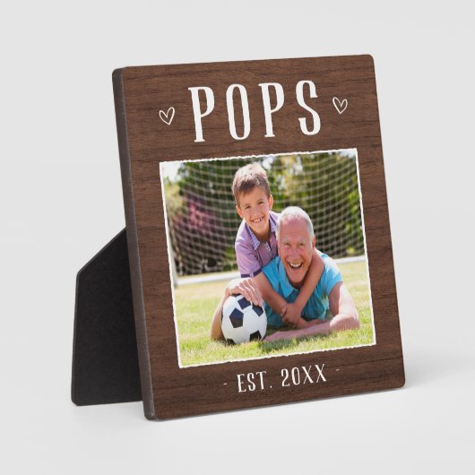 Grootpa Foto Rustic Personalized Poppen Fotoplaat (Voorkant)