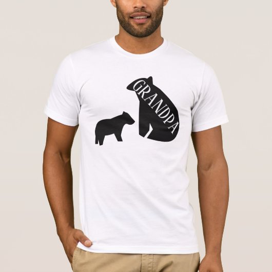 Grootpa geometrisch Beer en kubuszwart monochroom T-shirt (Voorkant)