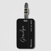 Grootpa Gift - Modern Jet Black, speciaal geperson Bagagelabel (Voorkant (verticaal))