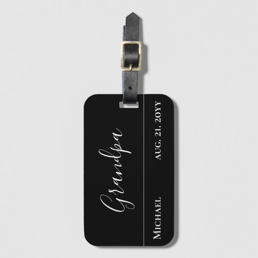 Grootpa Gift - Modern Jet Black, speciaal geperson Bagagelabel (Voorkant (verticaal))