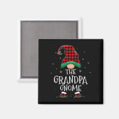 Grootpa Gnome Xmas familie komt overeen met feeste Magneet (Voorkant / Achterkant)