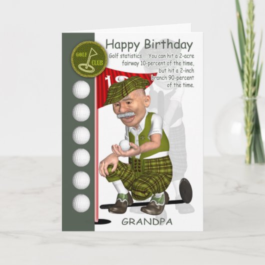 Grootpa Golfer Birthday Wenskaart met Humor Kaart (Voorkant)