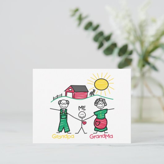 Grootpa Grandma & me Briefkaart (Staand voorkant)