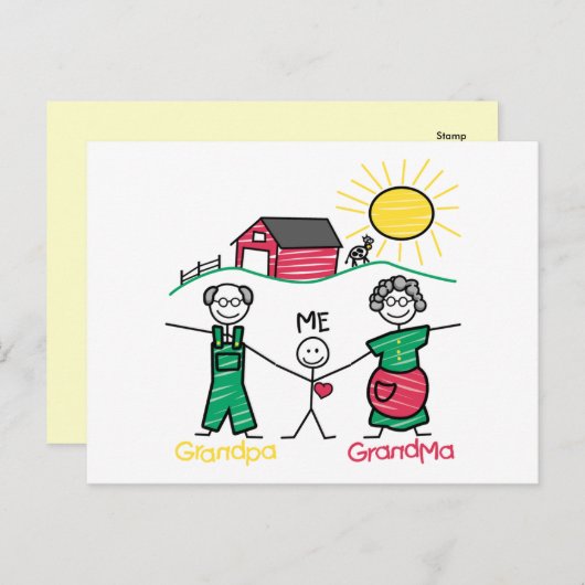 Grootpa Grandma & me Briefkaart (Voorkant / Achterkant)