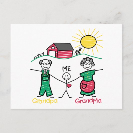 Grootpa Grandma & me Briefkaart (Voorkant)