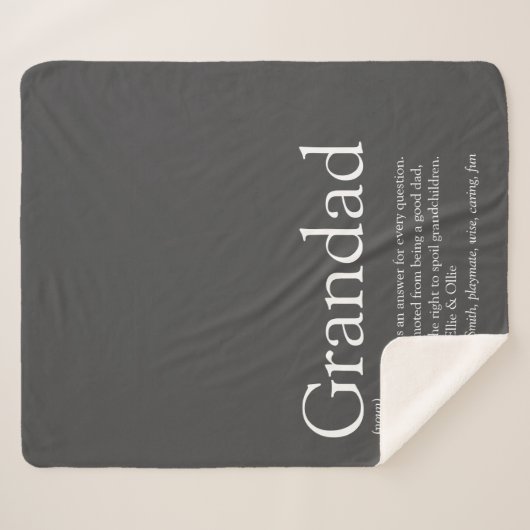 Grootpa opa Papa Definitie Modern Fun Gray Sherpa Deken (Voorkant (horizontaal))