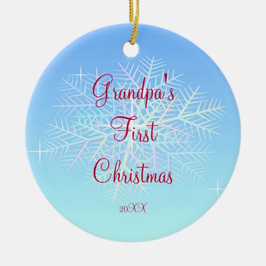 Grootpa's eerste kerstboomschildertje keramisch ornament (Voorkant)