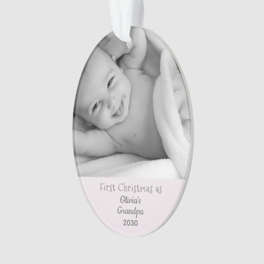 Grootpa's eerste kerstfeest Persoonlijke foto naam Ornament (voorkant)