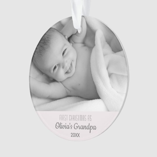 Grootpa's eerste kerstfeest Persoonlijke foto naam Ornament (voorkant)