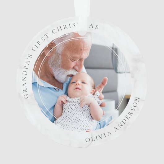 Grootpa's eerste kerstfoto Keepomwille Ornament (achterkant)