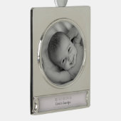 Grootpa's eerste kerstfoto Persoonlijke naam Foto Verzilverd Banner Ornament (Rechts)