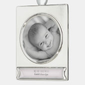 Grootpa's eerste kerstfoto Persoonlijke naam Foto Verzilverd Banner Ornament (Links)