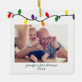 Grootpa's eerste kerstgebluste kerstpannen keramisch ornament (Voorkant)