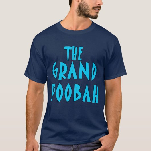 Grootpoobah Blue Font Products T-shirt (Voorkant)