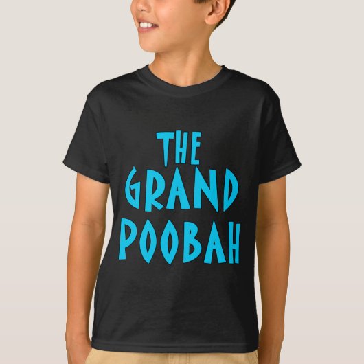 Grootpoobah Blue Font Products T-shirt (Voorkant)