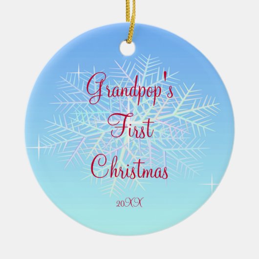 Grootpop's eerste kerstboomschildertje keramisch ornament (Voorkant)