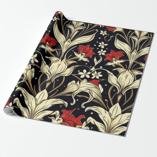 Grootschalig bloemmotief inpakpapier (Uitgerold)