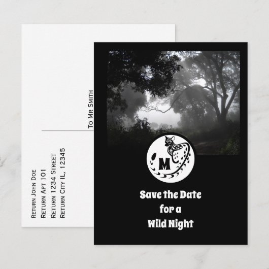 Grootschalig gepotte Silhouette Monogram foto Uitnodiging Briefkaart (Voorkant / Achterkant)