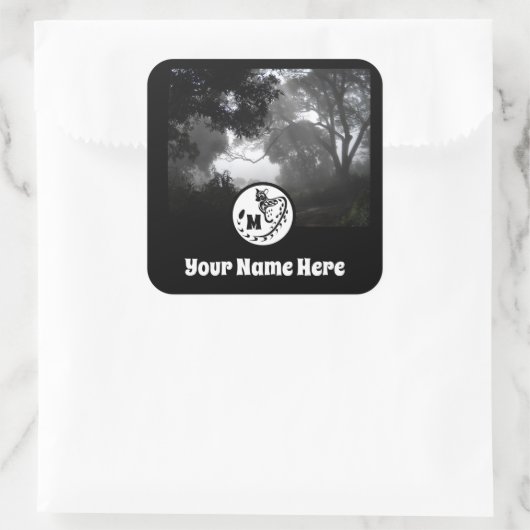 Grootschalig gepotte Silhouette Monogram foto Vierkante Sticker (Tas)