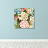 Grootschalige bloemenarrangement vierkant canvas afdruk (Insitu (Houten vloer))