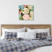 Grootschalige bloemenarrangement vierkant canvas afdruk (Insitu (Slaapkamer))