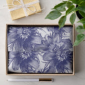 Grootschalige Blue Flower Line Art Decoupage Tissuepapier (Geschenk)