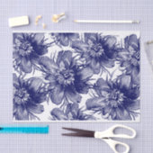 Grootschalige Blue Flower Line Art Decoupage Tissuepapier (Craft)