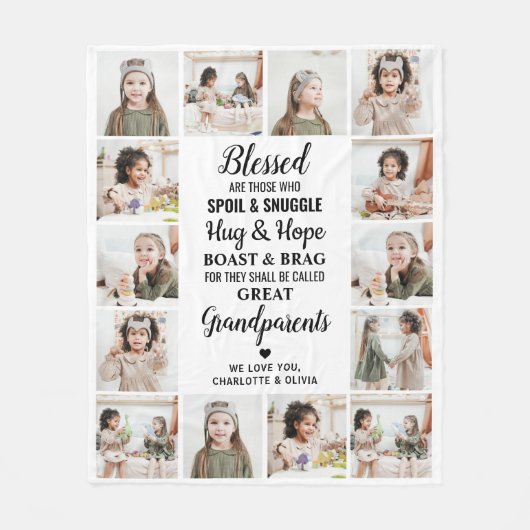 Grootschalige gepersonaliseerde gedicht fotocollag fleece deken (Voorkant)