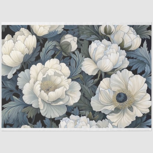 Grootschalige witte papaver ontkoppeling tissuepapier (Voorkant)