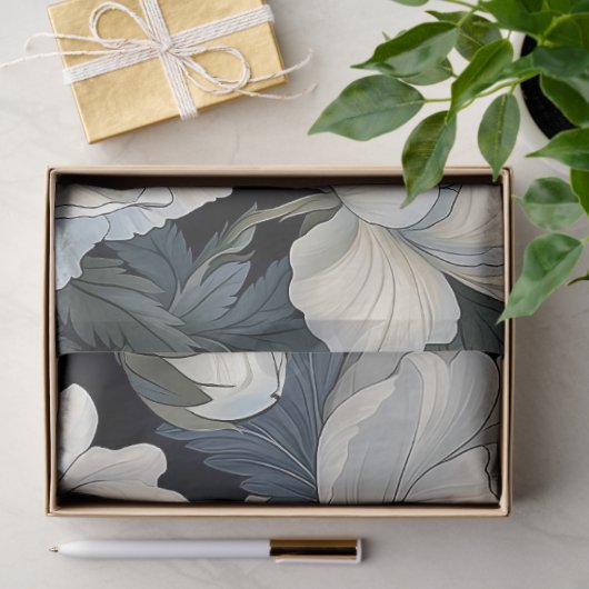 Grootschalige Witte papavers ontkoppeling Tissuepapier (Geschenk)