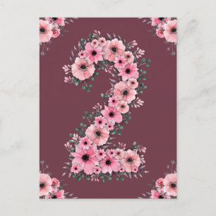 Grootse 2e verjaardag van de grote roze bloemen gr briefkaart