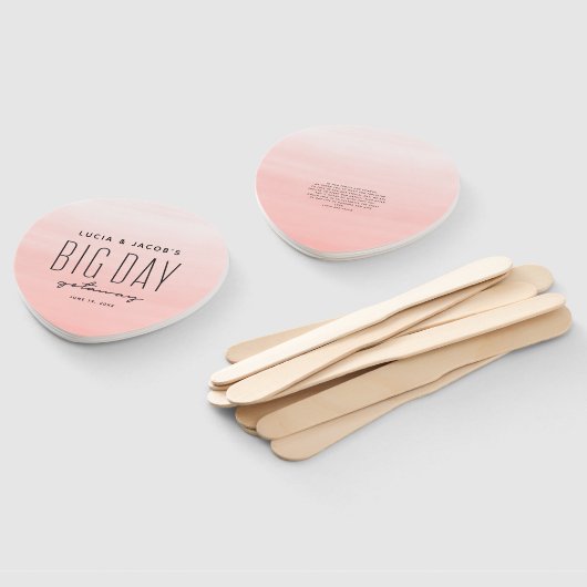 Grootse dag op weg naar koraalbestemming bruiloft handwaaier (Niet-gemonteerd)