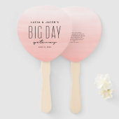 Grootse dag op weg naar koraalbestemming bruiloft handwaaier (Voorkant en achterkant)