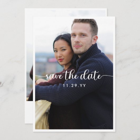 Grootse fotokalligrafie bespaart de datum save the date (Voorkant / Achterkant)