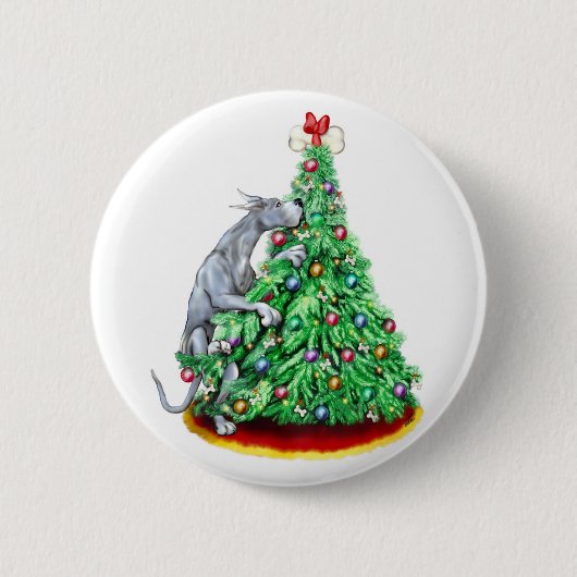 Grootse kerstfeestdoelen blauw ronde button 5,7 cm (Voorkant)