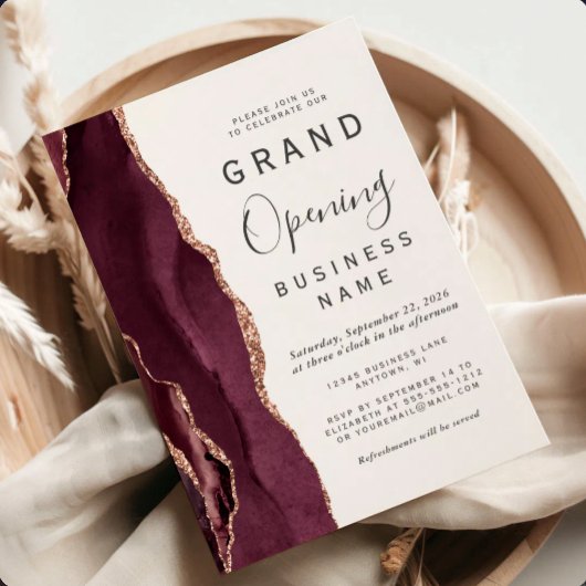 Grootse opening Burgundy Roze Goud Agaat Kaart