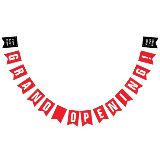 Grootse Opening Helderrood en Wit Uw Logo Hier Vlaggetjes (Alle)