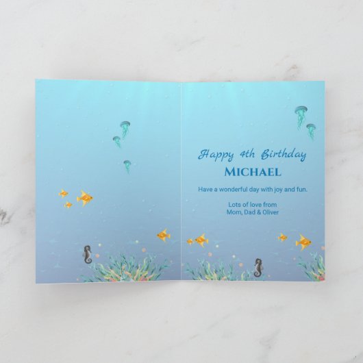 Grootse vierde verjaardag onder het Zee Foto Colla Kaart (Binnen)